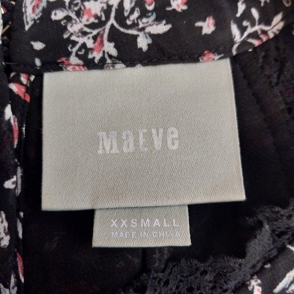 Anthropologie Maeve Ashley Top Floral Black Ruffle Size XXS - Picture 6 of 7